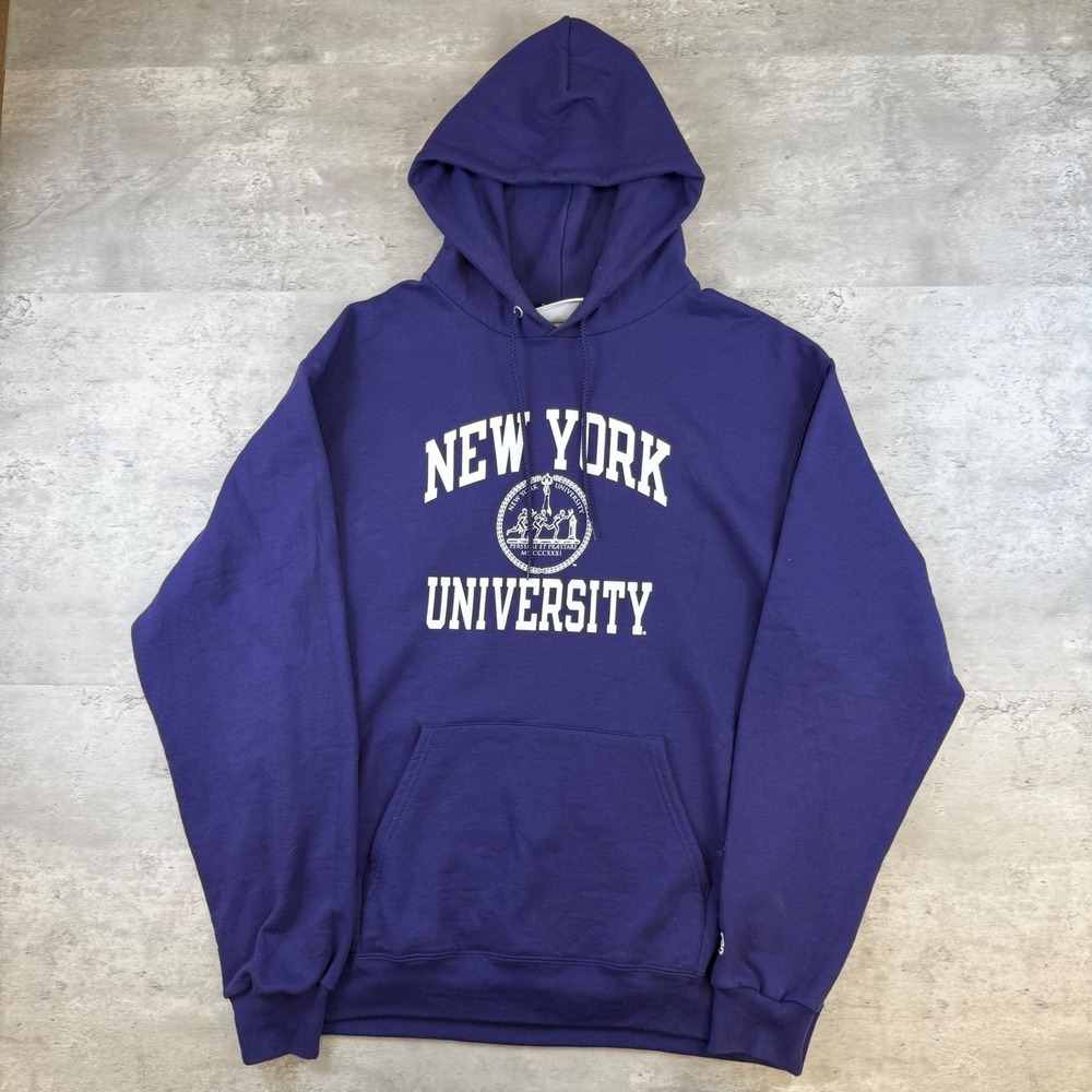 Champion NYU Hoodie Mens Large Purple New York University Sweatshirt Graphic L